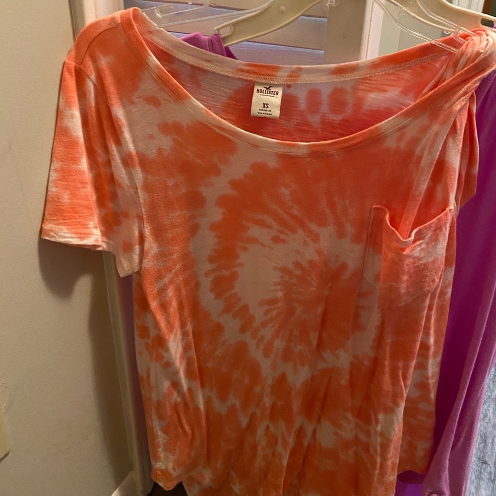 Hollister pink and white tie dye